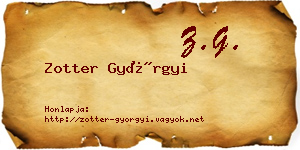 Zotter Györgyi névjegykártya